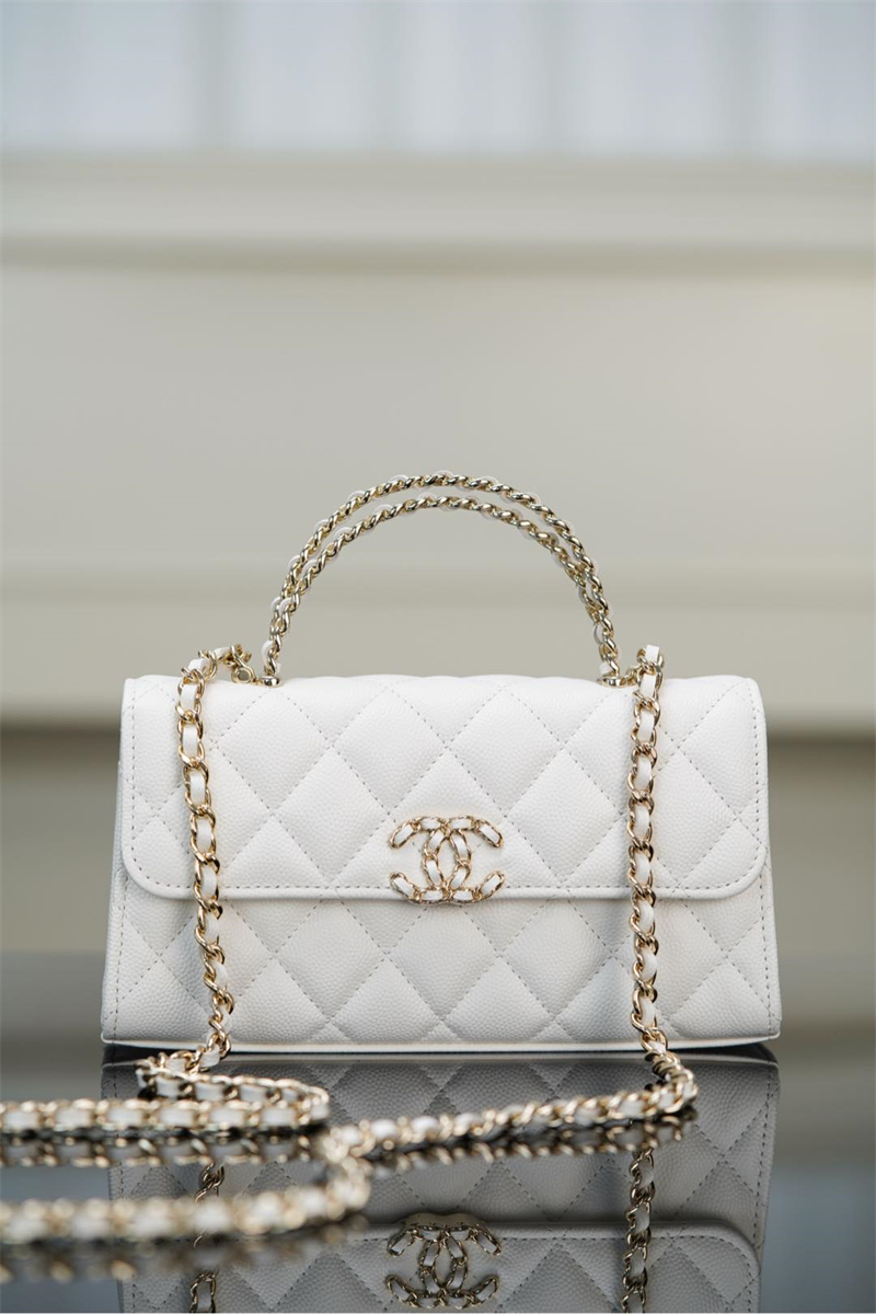 샤넬 25s 캘리 탑핸들 체인 핸드 백 화이트