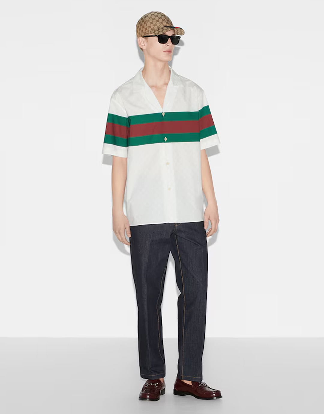 구찌 웹 디테일 GG 코튼 셔츠