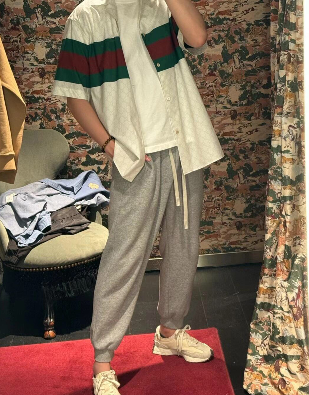 구찌 웹 디테일 GG 코튼 셔츠