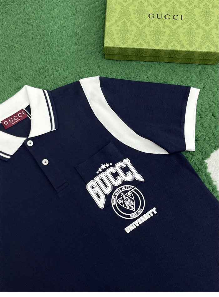 구찌 유니버시티 프린트 코튼 피케 폴로 셔츠