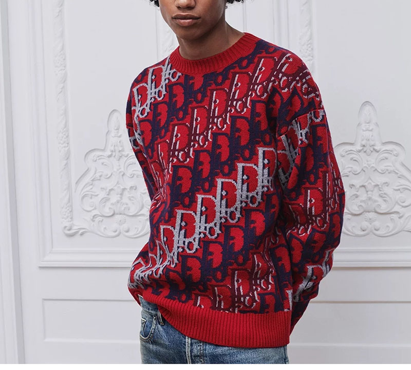 디올 멀티 컬러 오블리크 올오버 스웨터