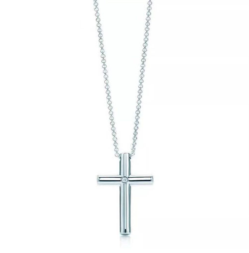 티파니앤코 빅 십자가 큐빅 롱 목걸이