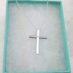 티파니앤코 빅 십자가 큐빅 롱 목걸이