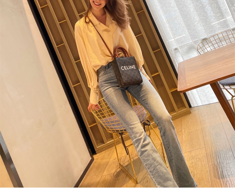 셀린느 미니 버티컬 카바스 토트백 트리옹프 캔버스