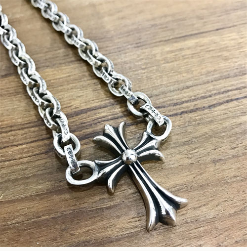 크롬하츠 페이퍼 라지 크로스 펜던트 목걸이 50cm