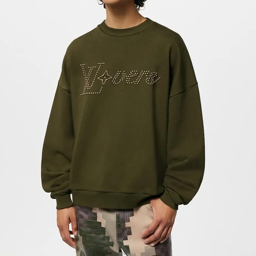 루이비통 24SS 코튼 시그니처 크루넥 맨투맨 카키