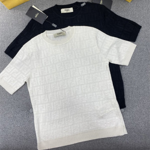 펜디 FF 로고 코튼 니트 반팔