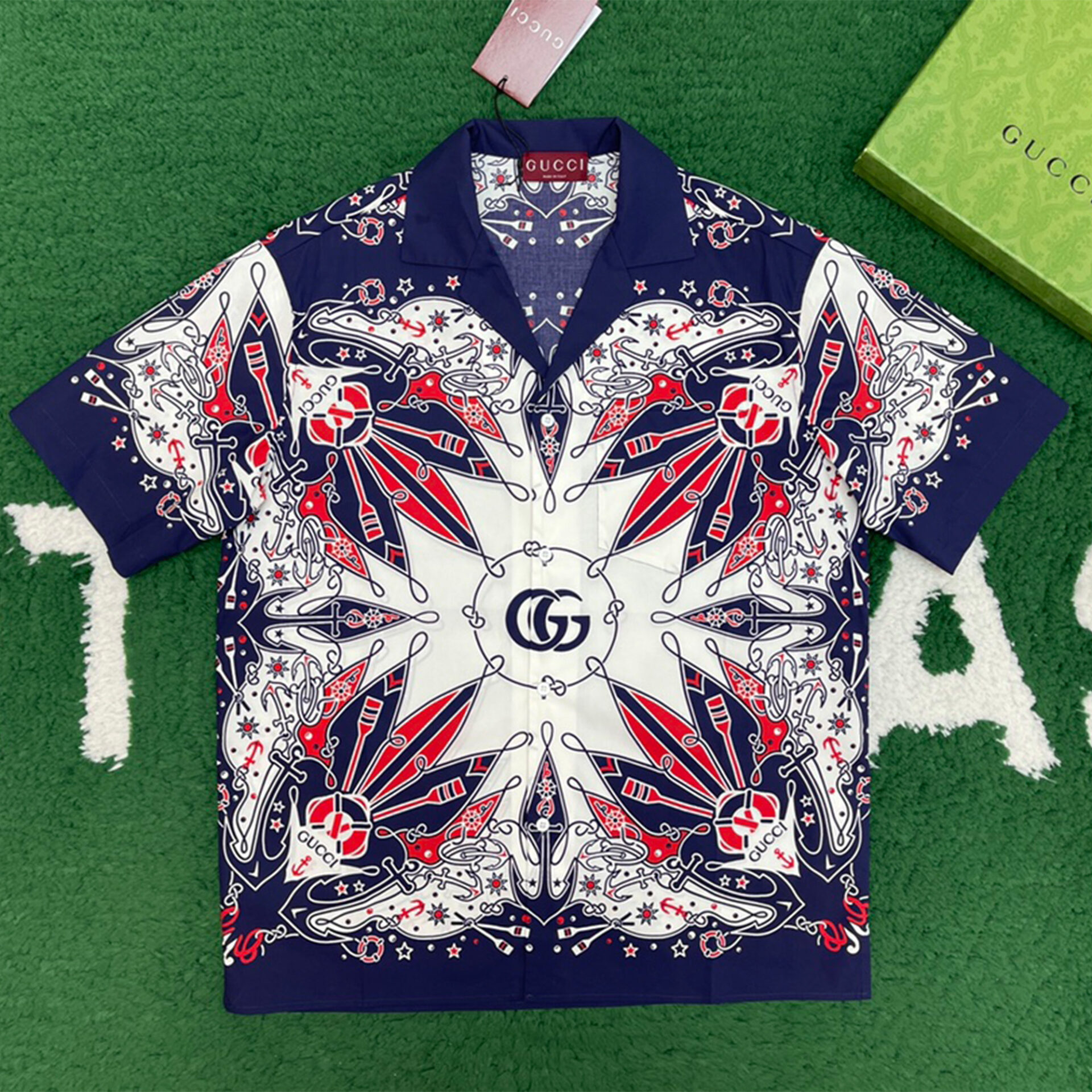 구찌 반다나 프린트 코튼 반팔 셔츠 “2COLOR”