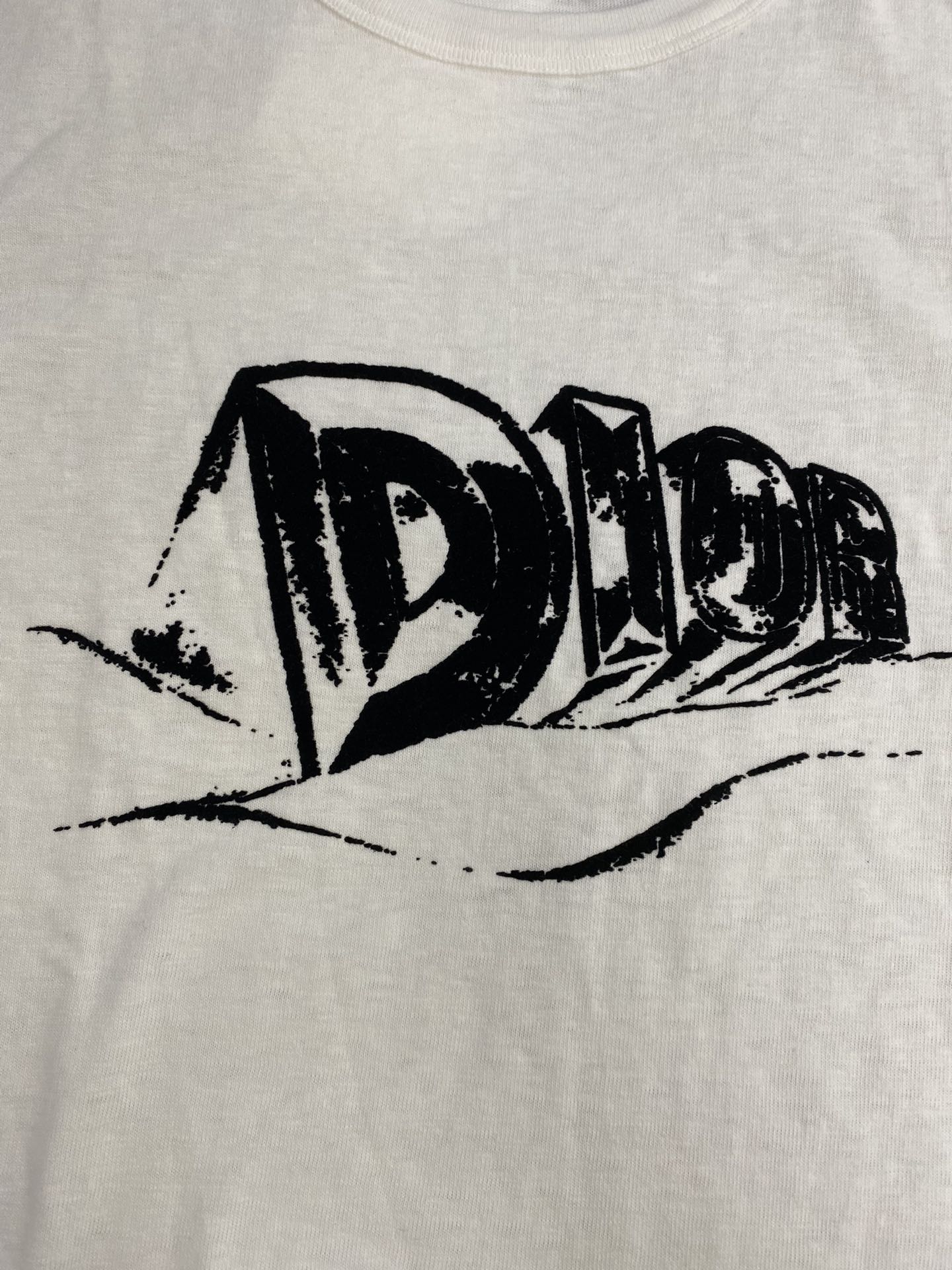 디올 23FW 화이트 플록 아스트로 반팔 티셔츠 화이트