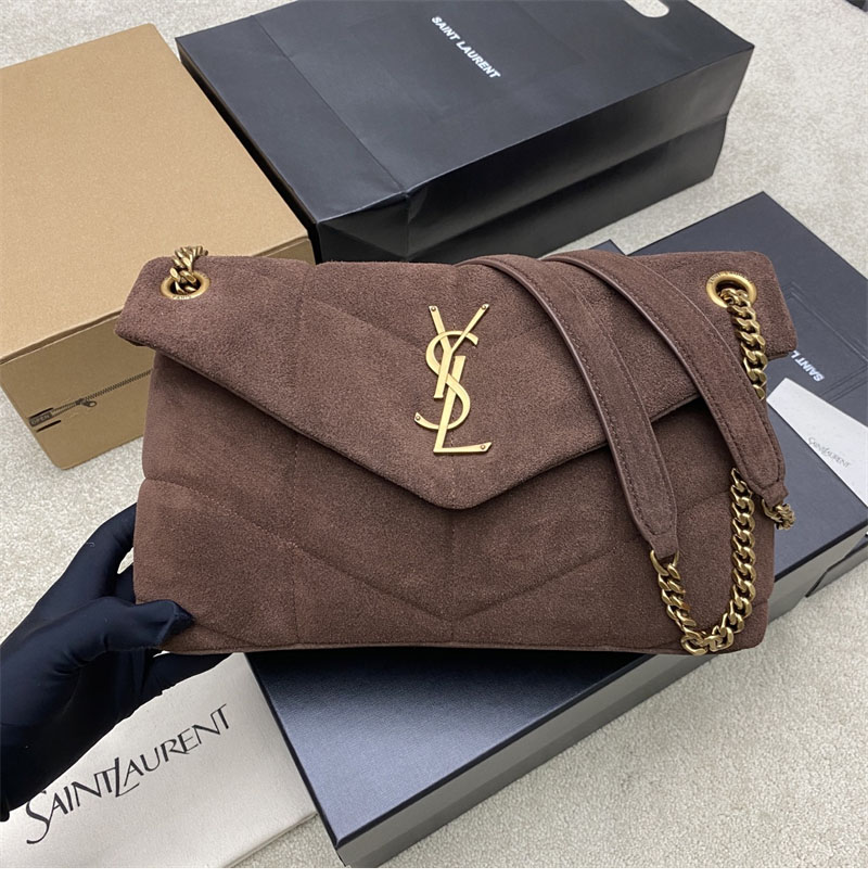 생로랑 루루 푸퍼 스웨이드 스몰 숄더 백 577476