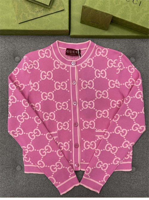 구찌 핑크 GG 코튼 자카드 가디건