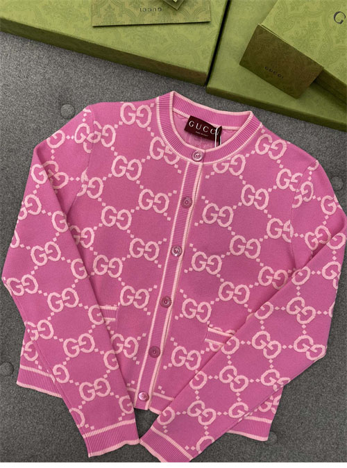 구찌 핑크 GG 코튼 자카드 가디건