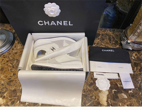 샤넬 22p CC 메쉬 패브릭 레더 스니커즈