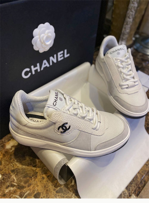 샤넬 22p CC 메쉬 패브릭 레더 스니커즈