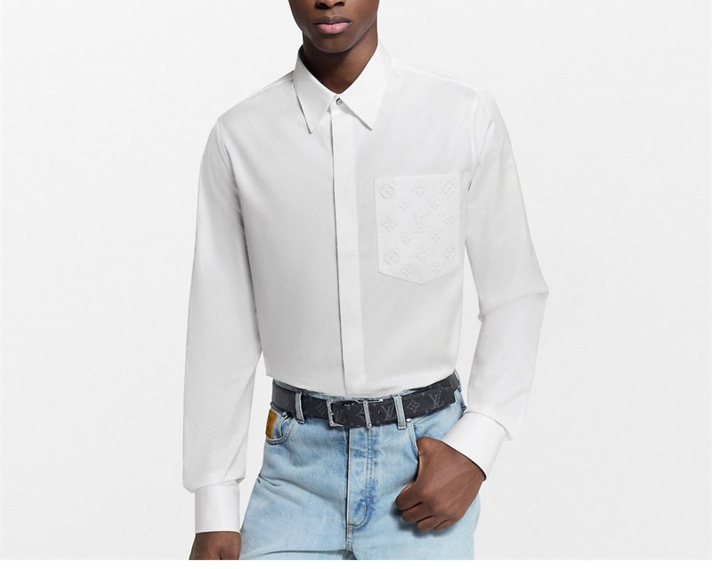 루이비통 엠보스드 포켓 롱 슬리브드 셔츠