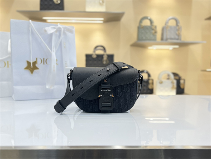 디올 새들 미니 플랩 메신저백 오블리크 자카드