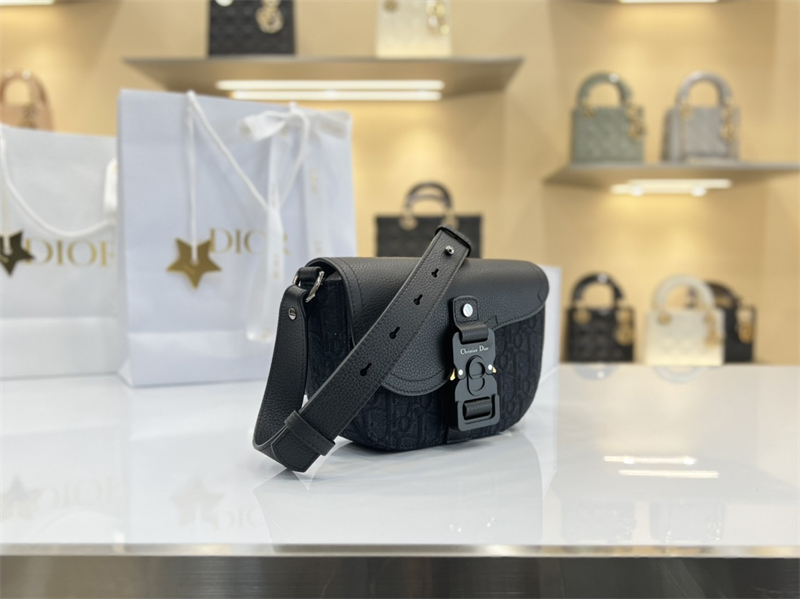 디올 새들 미니 플랩 메신저백 오블리크 자카드