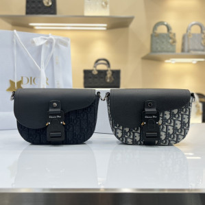 디올 새들 미니 플랩 메신저백 오블리크 자카드
