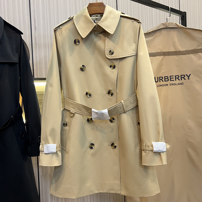 버버리 해리티지 여성용 숏 뉴 켄징턴 트렌치코트 베이지