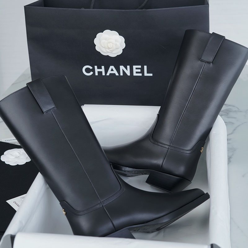 샤넬 23s CC 로고 카우보이 롱 부츠