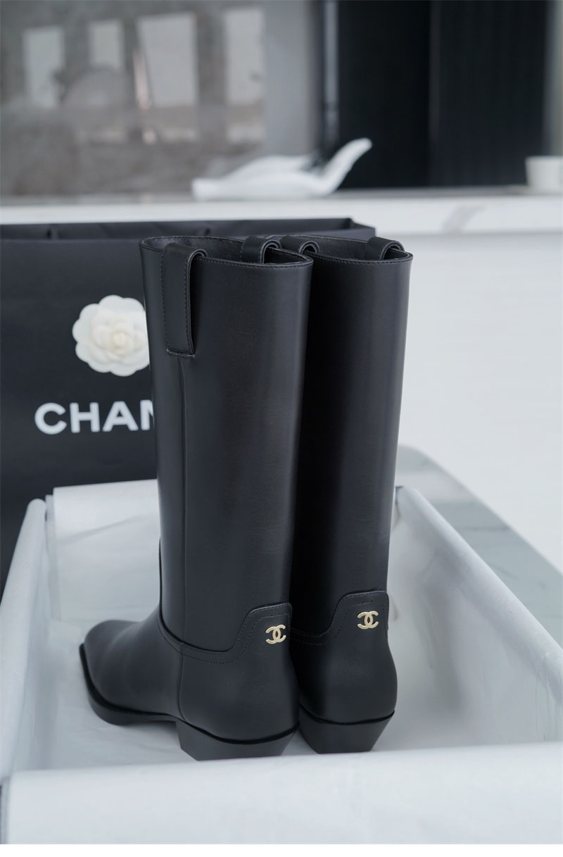 샤넬 23s CC 로고 카우보이 롱 부츠