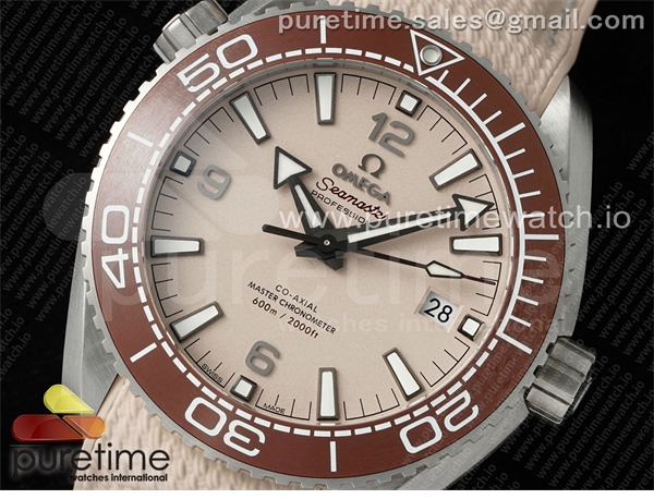 VS공장 오메가 씨마스터 플래닛오션 600M 샌드다이얼 브라운베젤 샌드러버스트랩 Planet Ocean 43.5mm SS VSF 1_1 Best Edition Brown Bezel Sand Dial on Sand Rubber Strap A8900 Super Clone