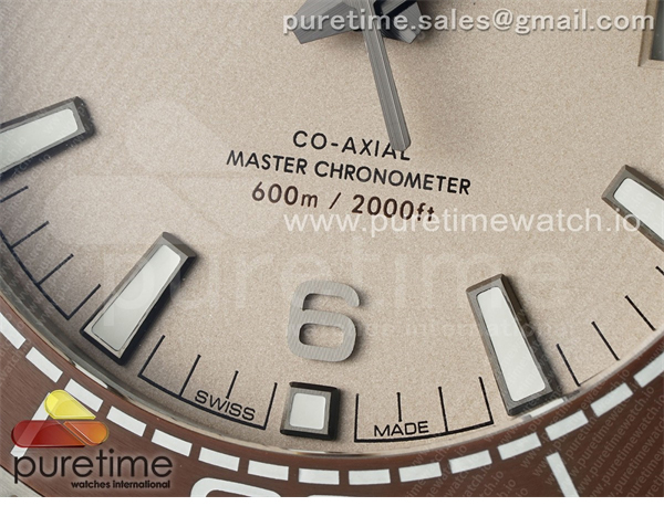 VS공장 오메가 씨마스터 플래닛오션 600M 샌드다이얼 브라운베젤 샌드러버스트랩 Planet Ocean 43.5mm SS VSF 1_1 Best Edition Brown Bezel Sand Dial on Sand Rubber Strap A8900 Super Clone