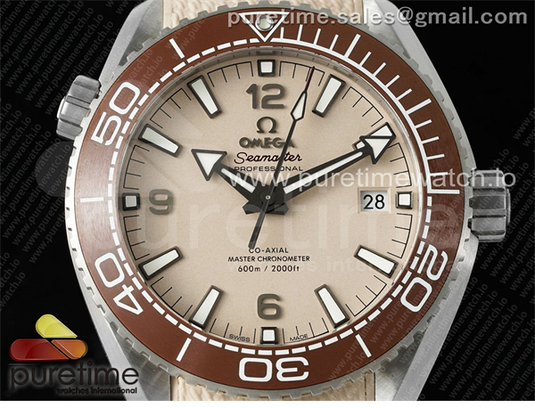 VS공장 오메가 씨마스터 플래닛오션 600M 샌드다이얼 브라운베젤 샌드러버스트랩 Planet Ocean 43.5mm SS VSF 1_1 Best Edition Brown Bezel Sand Dial on Sand Rubber Strap A8900 Super Clone
