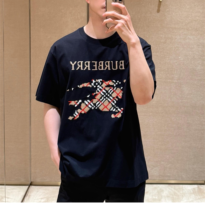 버버리 크로스 스티치 EKD 코튼 반팔 티셔츠